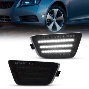 Imagem de Gempro Conjunto de luz de LED lateral para Chevy Cruze 2011-2015 lâmpadas pisca-para-choque laterais brancas 2 peças (lente fumada)
