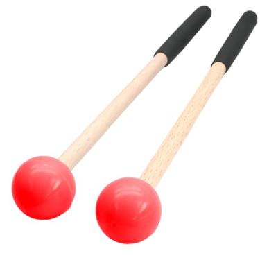 Imagem de Biaungdo Pacote com 2 marretes Glockenspiel de 8,7 polegadas, martelo de xilofone de borracha para percussão com cabo de madeira, peças de instrumento de percussão para sino, martelo de tambor de