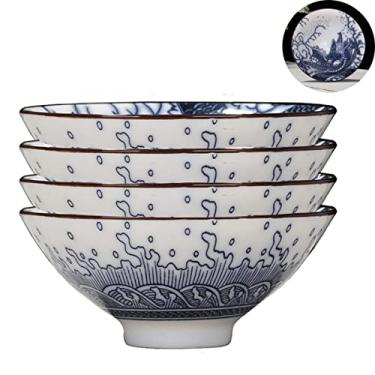 Imagem de Xícara de chá Dargon 4 xícaras de chá de 80 ml de porcelana azul e branca esmaltada conjunto de chá de gongfu chinês