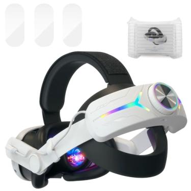 Imagem de Alça de cabeça de bateria leve RGB compatível com pacote de bateria Meta Quest 3, alça VR ajustável confortável com bateria de 8000mAh e filmes de lente de câmera de vidro temperado protetor/871