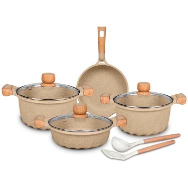 Imagem de Jogo De Panelas Indução Antiaderente Granito Stone