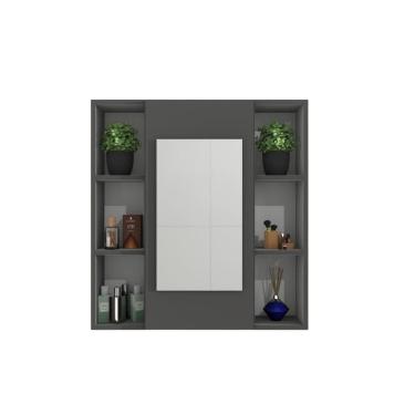 Imagem de Armário Aéreo Banheiro 1 Porta com Espelho e 2 Nichos MDF PlanCasa