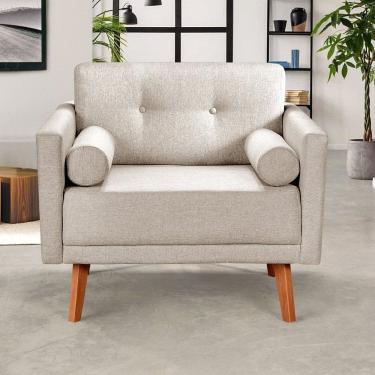 Imagem de Poltrona Moderna Luma Decoração Sala, Varanda, Recepção Bege