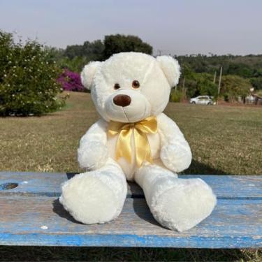 Imagem de Urso Pelúcia Grande 60cm Hipoalergênico (Baunilha com laço dourado)