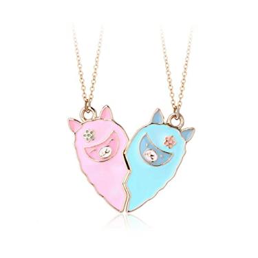 Imagem de Colar de amizade para 2 meninas, colar magnético combinando, pingente de meio coração, colares BFF para irmã, Latão, Sem Pedra Preciosa