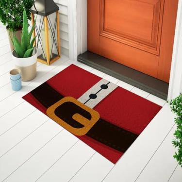 Imagem de Capacho De Porta Decorativo Tapete Divertido Desenho Estampado Natal - Papai Noel Roupa Ca1281