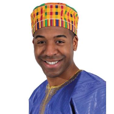 Imagem de African Inspired Fashions Boné Kente Kufi Kofi Estilo #1, Multicolorido