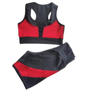 Imagem de Conjunto Fitness Feminino Roupa Academia Short E Top - WM, M, Vermelho