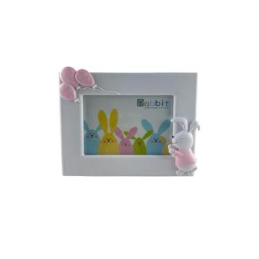 Imagem de Porta-Retrato Infantil Coelhinho com Balões P/ Momentos - Pecks, Rosa