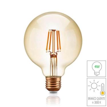 Imagem de Lâmpada Led Branco Quente Retro Âmbar Globo Gigante Vintage G125 4W Bi
