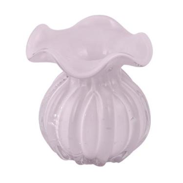 Imagem de Vaso De Vidro Murano Trouxinha Veneza 11x11x11,5cm - Jolitex, Rosa Lei