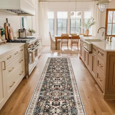 Imagem de RUUGME Tapete de Área Persa Boho Antiderrapante Lavável - 2x10 (Preto e Multicolor)