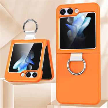 Imagem de Para Samsung Z Flip 6 Capa com suporte de anel ultrafino PC Slim Matte Capas de telefone para Samsung Galaxy Z Flip 3 4 5 6 ZFlip Z Flip5 Flip4, OrangeZH, para Samsung Z Flip 6