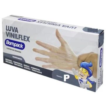 Imagem de Luva Viniflex Descartável Procedimentos Sem Pó Com 100 P - Bompack, P,