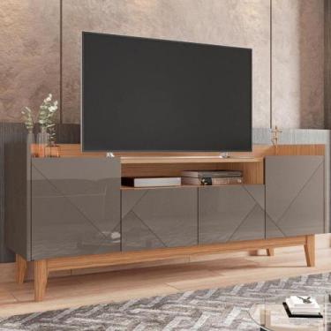 Imagem de Rack para Tv até 60 Polegadas 4 Portas Adria Casa D, Cinza Perola/Noce