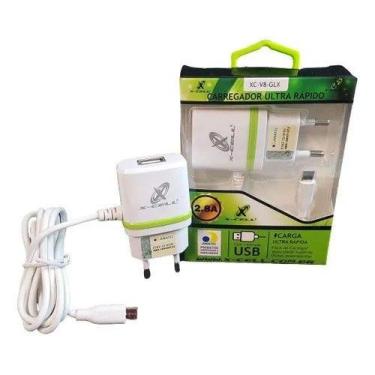 Imagem de Carregador X-Cell Ultra Rápido Micro Usb V8 C/ Entrada Usb 2.8a C/ Led
