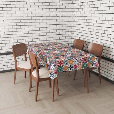Imagem de Toalha De Mesa Retangular Impermeavel Termica Estampa Azulejo Colorido