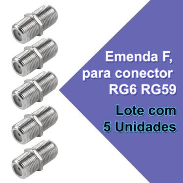 Imagem de Adaptador Emenda F para Antena de TV em Cabo Coaxial - pacote com 5 Un