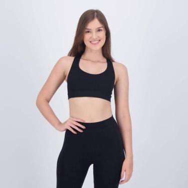 Imagem de Top Selene Canelado Sem Costura Feminino Preto, G