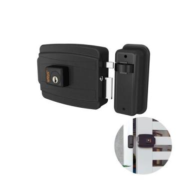 Imagem de Fechadura Elétrica Em Preto Fosco Com Cilindro de 40 Mm E Abertura Par