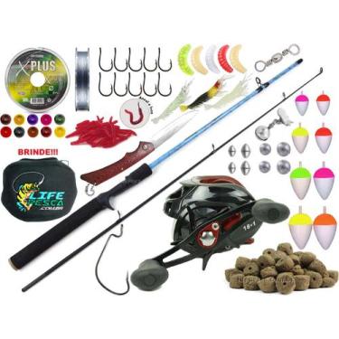Imagem de Kit Vara 1,50m 12Kg + Carretilha + Linha Multifilamento (Ref. 28) - Li