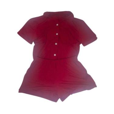 Imagem de Pijama Blogueira Americano Aberto com Botões - Sophia Maria, Vermelho,