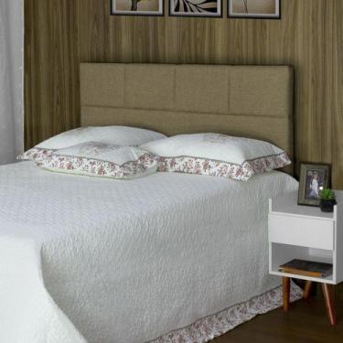 Imagem de Cabeceira de Cama Box Viúva 128 cm Marjorie Inspire House Linho Bege e