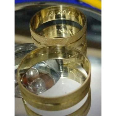 Imagem de Alianças Par Casal Ouro 18 Kilates 8 Gramas 6 mm Fosca com Risco - Ali