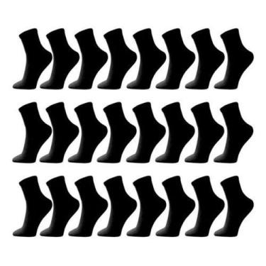 Imagem de Kit com 30 pares de meias cano longo preta macia confortável - Esporte