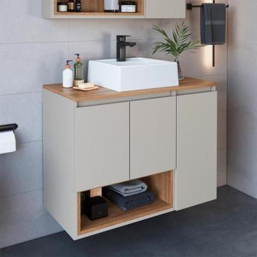 Imagem de Gabinete de Banheiro com Cuba Cecília I 3 PT Arenas e Mel - Modern