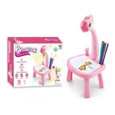 Imagem de Mesa Projetor Desenho Infantil Mesinha De Desenho Projetora(Rosa claro
