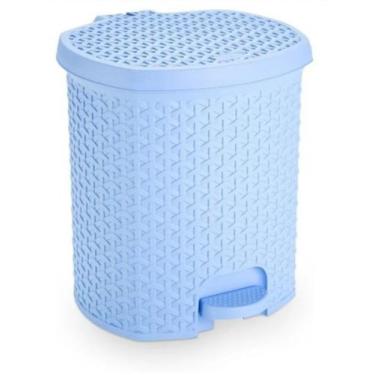 Imagem de Lixeira Cesto 6L Rattan Rosa Com Pedal Perfeita P/ Escritório Cozinha 