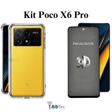 Imagem de Kit Capa Transparente + Película 3D Privacidade para Xiaomi Poco X6 Pr