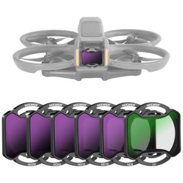 Imagem de NEEWER Conjunto de filtros ND e UV de encaixe compatível com DJI Avata 2, pacote com 6 filtros de densidade neutra e UV ND8 ND16 ND32 ND64 ND256 acessórios de lente de drone com moldura ultrafina e