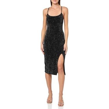 Imagem de Speechless Vestido feminino colado ao corpo sem mangas de malha com glitter, Preto/prata, PP