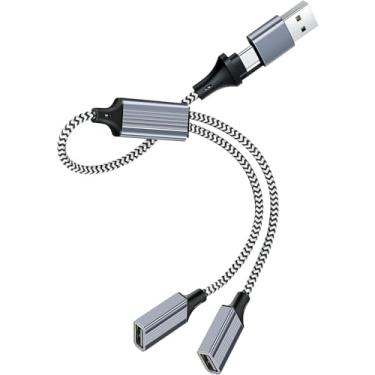 Imagem de SAISN Adaptador Y de dados duplos USB C macho para fêmea, cabo de carregamento 2.0 OTG conversor hub para MacBook, telefone USB-C, pen drive, câmera, impressora