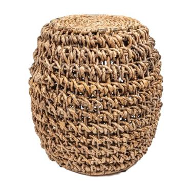 Imagem de JONATHAN Y TBL2000A Sálvia 21" rústico boêmio estilo barril abaca/banco de ferro tecido à mão costeiro, rústico, meados do século, sudoeste, mediterrâneo, pátio, sala de jardim, banheiro, sala de