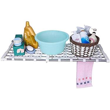 Imagem de Hershii Organizador de armário expansível para tensão, haste ajustável, resistente, trilho para pendurar à prova de ferrugem, faça você mesmo, rack de armazenamento, extensão de 4 barras com juntas para garagem, banheiro, cozinha, quarto, guarda-roupa, With Gasket + Clothes Rod, 55-90cm/21.65-35.43i