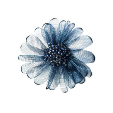 Imagem de Broches de flor de cristal de malha azul alfinetes de lapela delicados margaridas broches para mulheres festa de casamento dança banquete terno vestido acessórios de roupas joias elegantes presentes