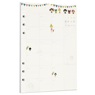 Imagem de Zelten 40 folhas, 80 páginas, papel perfurado colorido de folhas soltas para fichário de 6 furos, agenda pessoal, agenda, agenda recarregável (A5, planejador mensal para meninas)