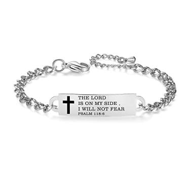 Imagem de AOAMID Pulseira com versículo da Bíblia - Pulseira feminina cristã de aço inoxidável, citações de mantra, presentes cristãos para ela, 8 inches, Metal, Sem pedras preciosas