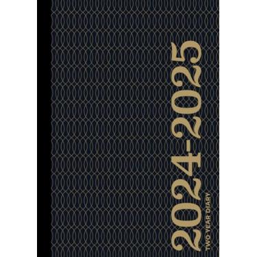 Imagem de Two Year Diary 2024-2025 | A4 Smart Navy & Gold: Month to View Planner (UK Holidays)