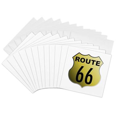 Imagem de 3dRose Rota famosa retrô 66 - Cartões comemorativos, 15 x 15 cm, conjunto de 12 (gc_38178_2)