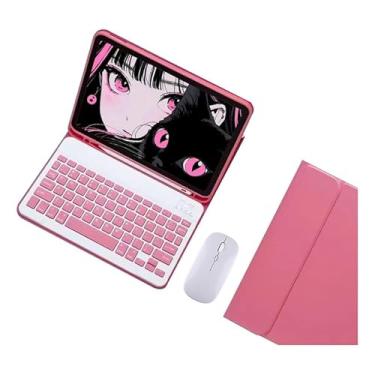 Imagem de Capa Tablet + teclado removível + Mouse Para Samsung Tab S7 Fe/S8 Plus/S7 Plus (Haitang vermelho, Teclado comum)