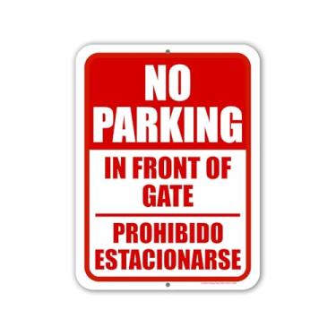 Imagem de Honey Dew Gifts, Sem estacionamento na frente do portão Prohibido Estacionarse, sem placas de estacionamento, placas de estacionamento de metal, placas bilíngues inglesas espanholas espanholas, 23 x