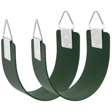 Imagem de Swing Set, GAMKII Soft EVA Swing Seat with 66 Inch Anti-Rust Chains, Support 300lb, Tree Swing Accessories with Snap Hooks & Hanging Straps for Outdoors, Backyard, Playground, Gym & Jungle- Green