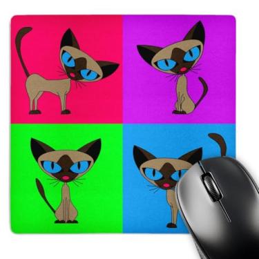 Imagem de 3dRose Mouse pad LLC 20 x 20 x 0,63 cm, design de quatro atitudes gato siamês (mp_6303_1)