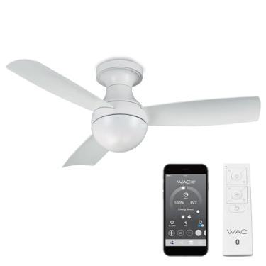 Imagem de Orb Ventilador de teto inteligente de 3 lâminas para ambientes internos e externos, 112 cm, branco fosco com controle remoto