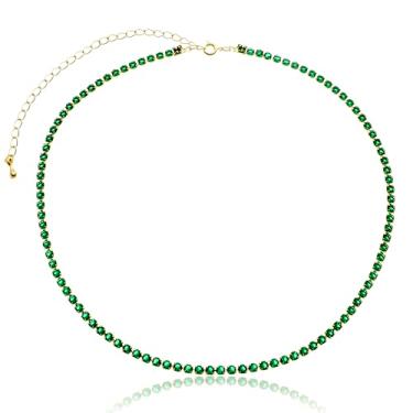 Imagem de Choker Riviera Verde Esmeralda Fashion Semijoia Banhada (Dourado)