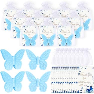 Imagem de bobosufit 50 conjuntos de sabonetes refrescantes para chá de bebê, perfeitos para convidados, presentes com bolsas de organza, cartões de agradecimento, decoração de festa de aniversário, prêmios de